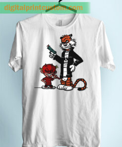Calvin Hobbes Gangsta Style Unisex Adult Tshirt