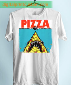 Funny Shark Jaws Pizza Unisex Adult Tshirt