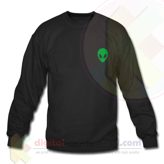Alien Head Green Sweatshirt Size S,M,L,XL by digitalprintcustom