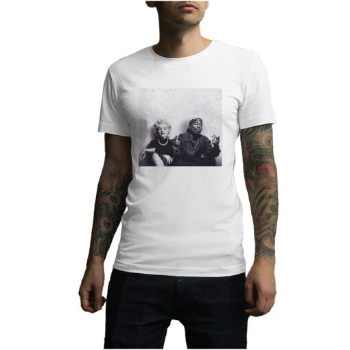 Funny Style Tupac Marilyn Monroe Couple T-Shirts Hip-hop Legend
