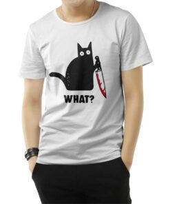 Cat What Murderous Black Cat With Knife T-Shirt