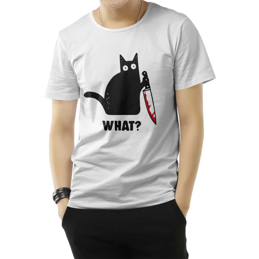 Cat What Murderous Black Cat With Knife TShirt For Men's And Women's