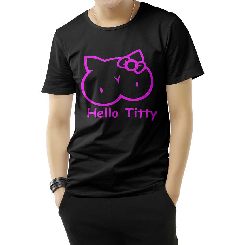 Hello Titty Kitty Funny Parody T-Shirt