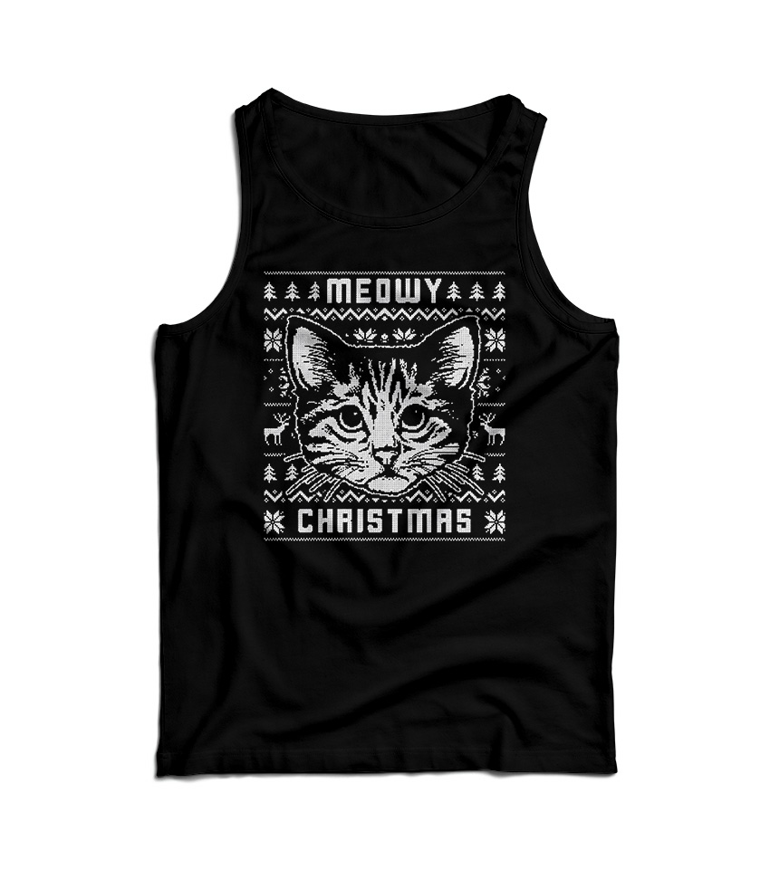 Cheap Custom Meowy Christmas Funny Tank Top