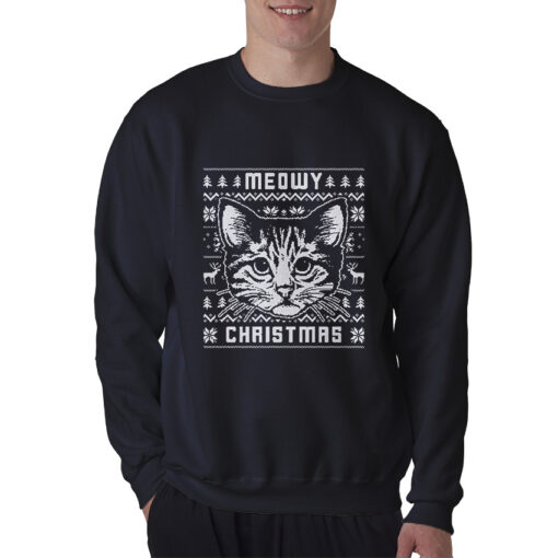 Cheap Custom Meowy Christmas Funny Sweatshirt