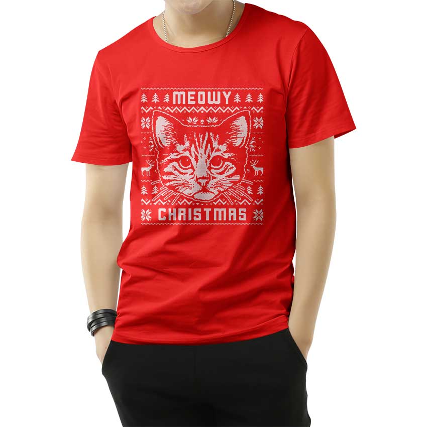 Cheap Custom Meowy Christmas Funny T-Shirt