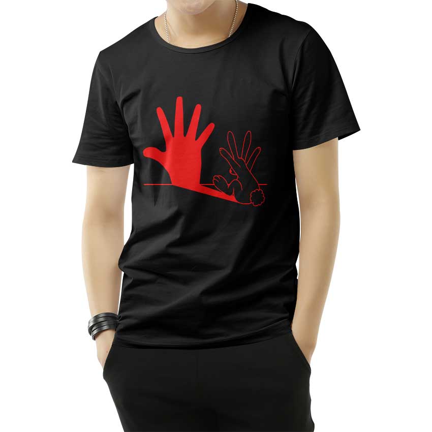 Rabbit Hand Shadow T-Shirt Cheap For Men's And Women's