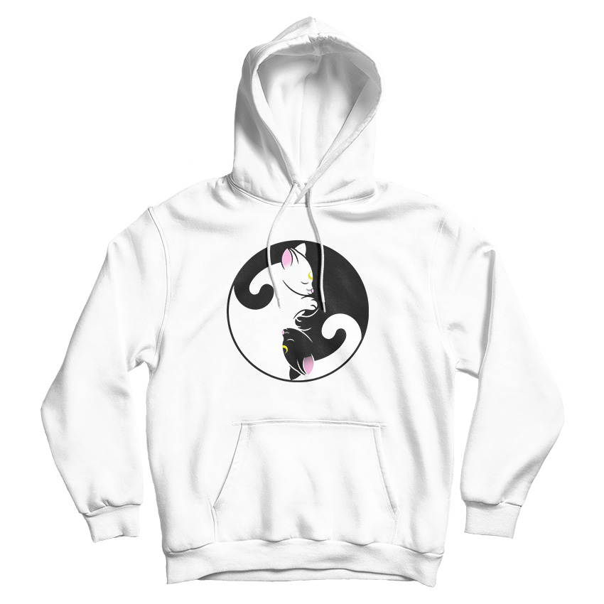 Luna and Artemis Inspired Yin Yang Sailor Cats Hoodie