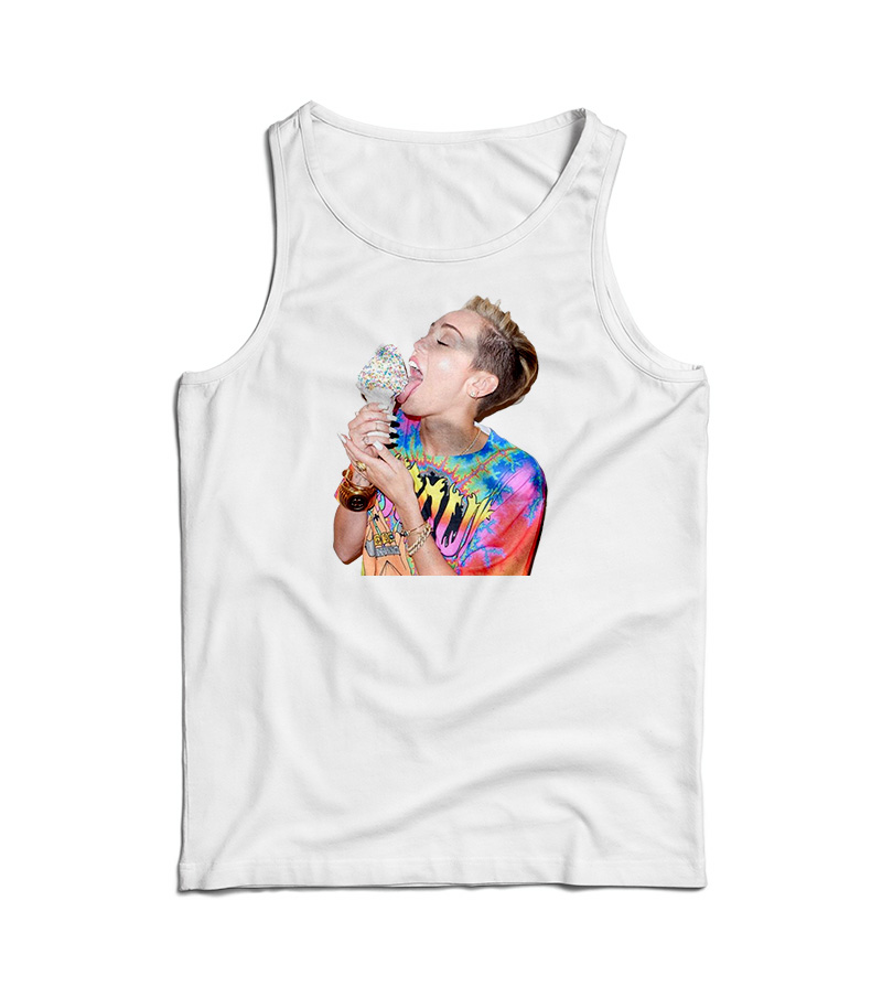 Miley Cyrus Licking Ice Cream Tank Top