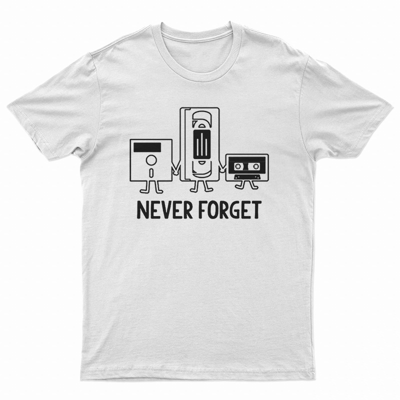 Never Forget Nostalgic Floppy Disk Cassette T-Shirt