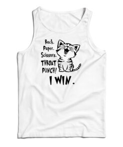 Cat Rock Paper Scissors Throat Punch I Win Tank Top