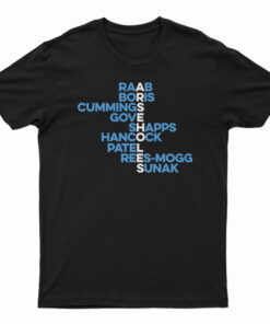 Arseholes Raab Boris Cummings Gove Shapps Hancock Patel Rees-Mogg Sunak T-Shirt