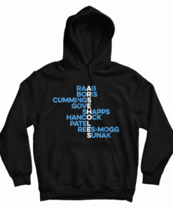 Arseholes Raab Boris Cummings Gove Shapps Hancock Patel Rees-Mogg Sunak Hoodie