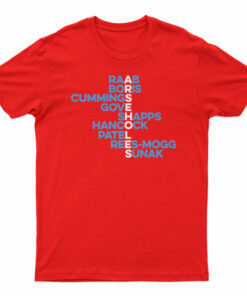 Arseholes Raab Boris Cummings Gove Shapps Hancock Patel Rees-Mogg Sunak T-Shirt