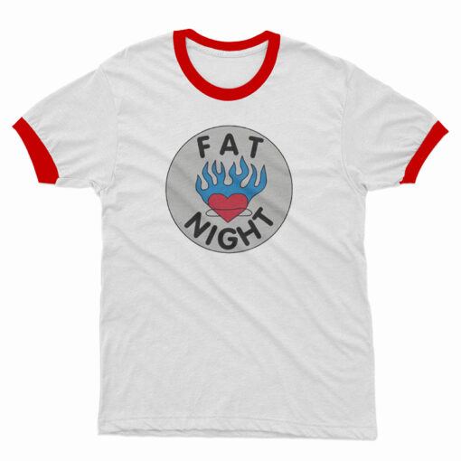Fat Night Flaming Heart Ringer T-Shirt
