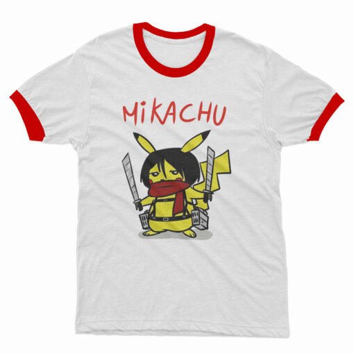 Mikachu Pikachu In Attack On Titan Ringer T-Shirt