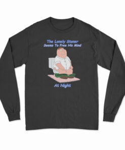 The Lonely Stoner Seems To Free His Mind At Night Long Sleeve T-Shirt