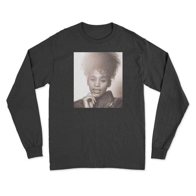 Whitney Houston Mouth Gold Long Sleeve T-Shirt