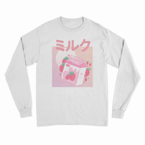 Kawaii Strawberry Milk Shake Long Sleeve T-Shirt