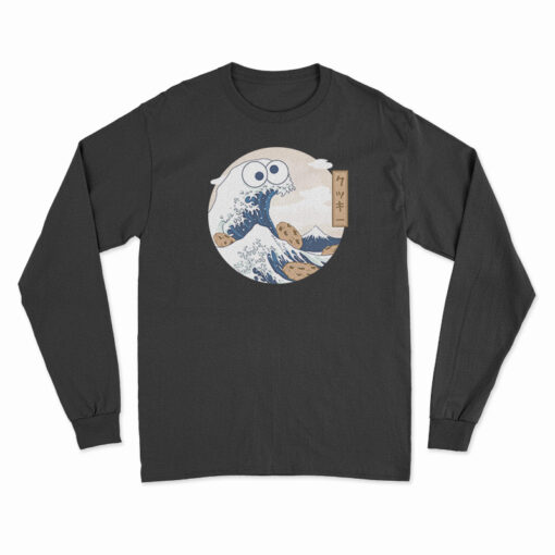 The Great Wave Off Kanagawa Cookie Monster Long Sleeve T-Shirt