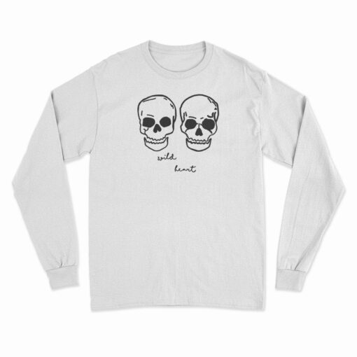 Wild Heart Embroidered Skulls Boyfriend Long Sleeve T-Shirt
