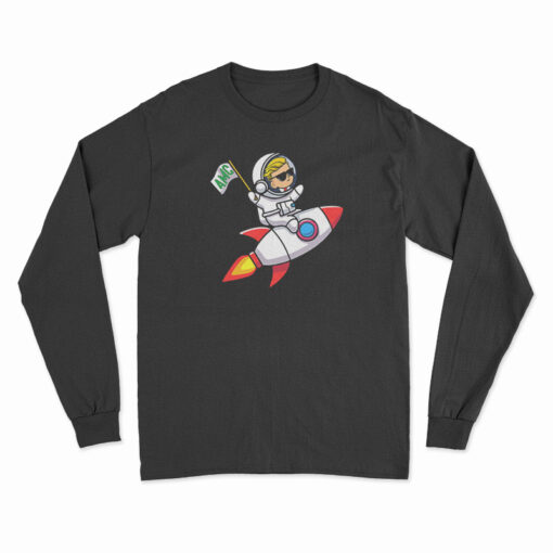 Spaceship To The Moon AMC Stock Investor Long Sleeve T-Shirt
