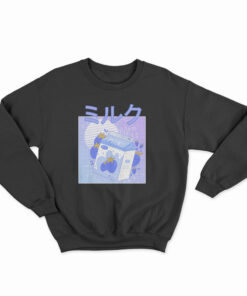Blue Japanese Kawaii Strawberry Milkshake Funny Sweatshirt