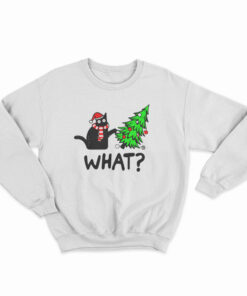Black Cat Gift Pushing Christmas Tree Over Cat What Sweatshirt
