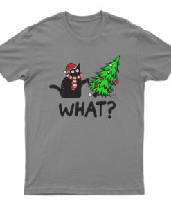 Black Cat Gift Pushing Christmas Tree Over Cat What T-Shirt