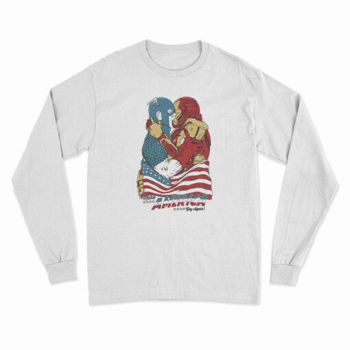 Captain America And Iron Man Kissing Meme Long Sleeve T-Shirt