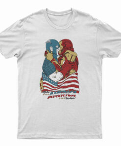 Captain America And Iron Man Kissing Meme T-Shirt