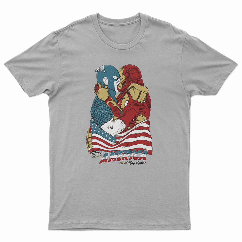 Captain America And Iron Man Kissing Meme T-Shirt