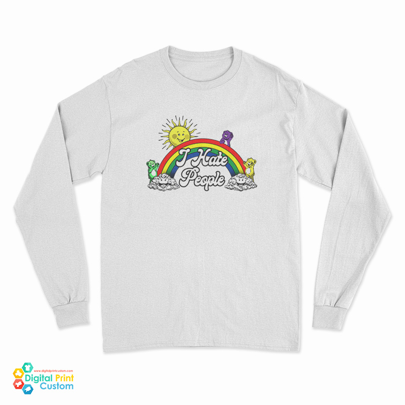 Bear Rainbow I Hate People Long Sleeve T-Shirt