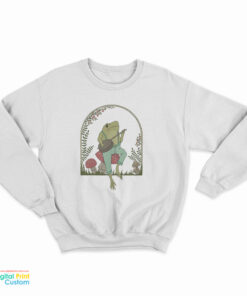 Cottagecore Aesthetic Frog Playing Banjo On Mushroom Cute Sweatshirt