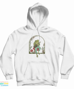 Cottagecore Aesthetic Frog Playing Banjo On Mushroom Cute Hoodie