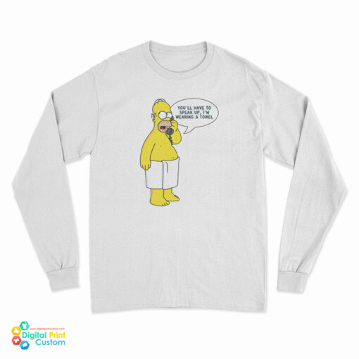 Homer Simpsons Wearing Towel Long Sleeve T-Shirt