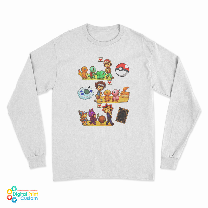 Pokemon Digimon Yugioh Starters Childhood Memory Long Sleeve T-Shirt