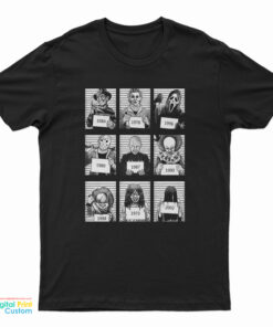 9 Faces Horror Halloween Mug Shot T-Shirt