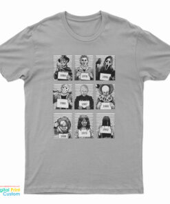 9 Faces Horror Halloween Mug Shot T-Shirt