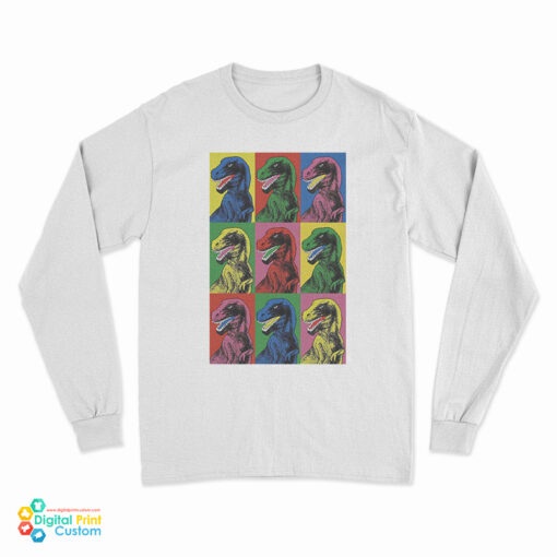 Jurassic Park Dinosaur Pop Art Long Sleeve T-Shirt