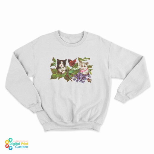 Cute Cat and Butterfly Sweatshirt