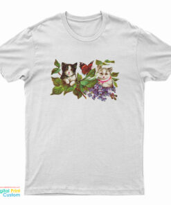 Cute Cat and Butterfly T-Shirt