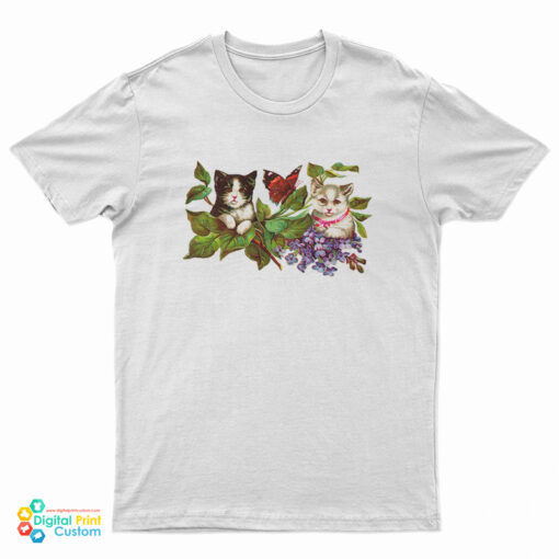 Cute Cat and Butterfly T-Shirt