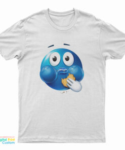 Blue Emoji Eating A Cookie T-Shirt