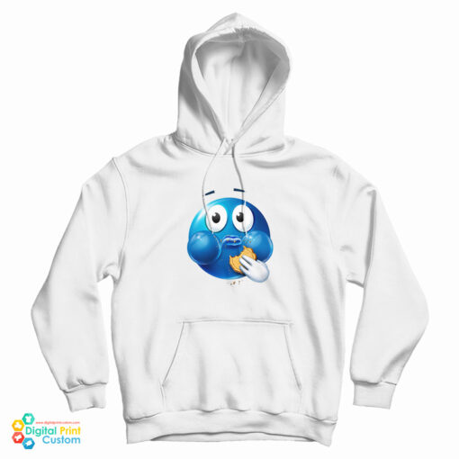 Blue Emoji Eating A Cookie Hoodie