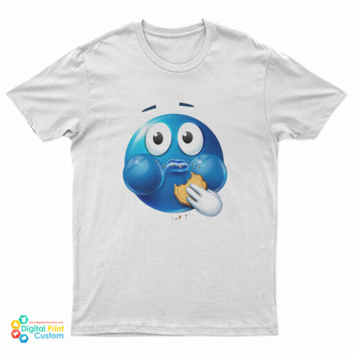 Blue Emoji Eating A Cookie T-Shirt