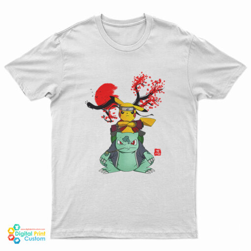 Pokemon Pikachu And Bulbasaur Mashup Naruto T-Shirt