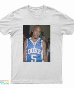 Tupac Shakur 2Pac Wearing Duke Blue Devils Jersey T-Shirt