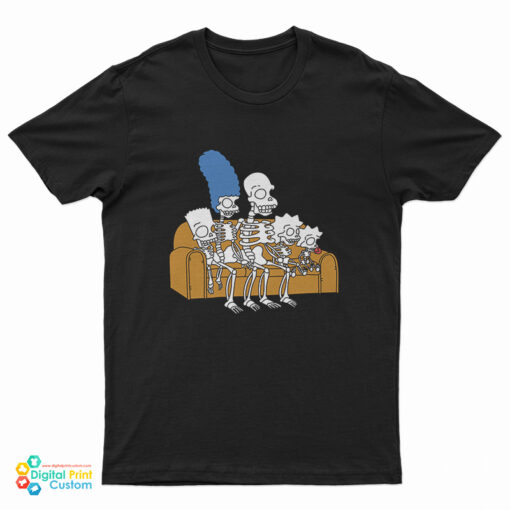 The Simpsons Halloween Skeleton Family On Couch T-Shirt