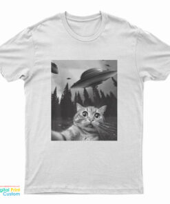 Funny Cat Selfie With UFOs T-Shirt
